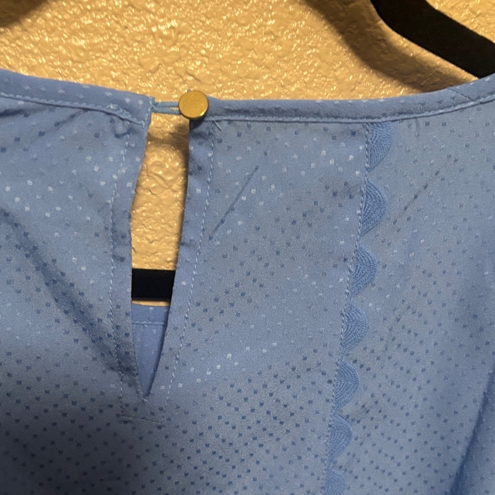 Chic Light Blue Ruffle Sleeve Blouse - Picture 5 of 7